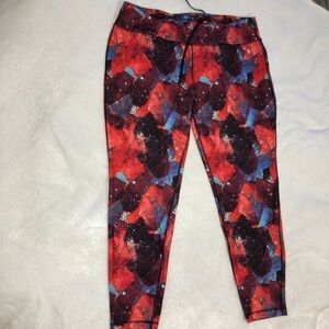 Danskin NWOT Red Multi Colored Comet Print Fitted Leggings size XXL(20)